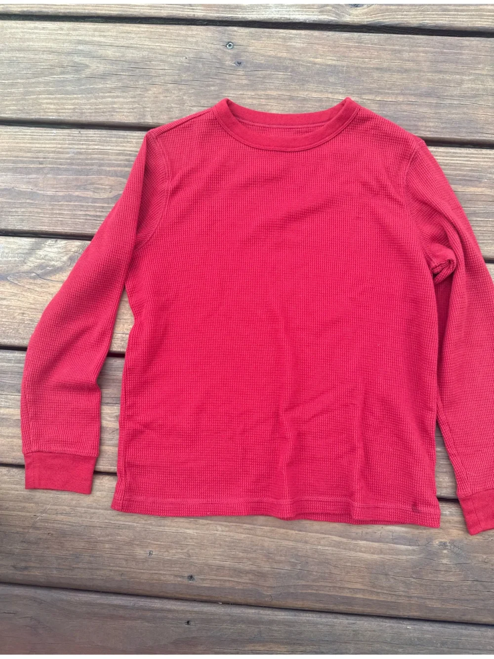 Old Navy Red and Cream Long Sleeve Waffle Knit Tops - 2 Pack